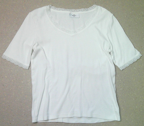 Damen basic shirt mit spitze - mit,