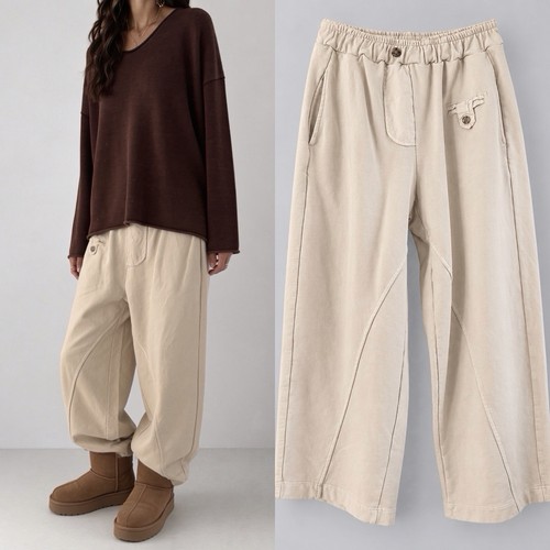 Damen baggy hose beige - beige, 36
