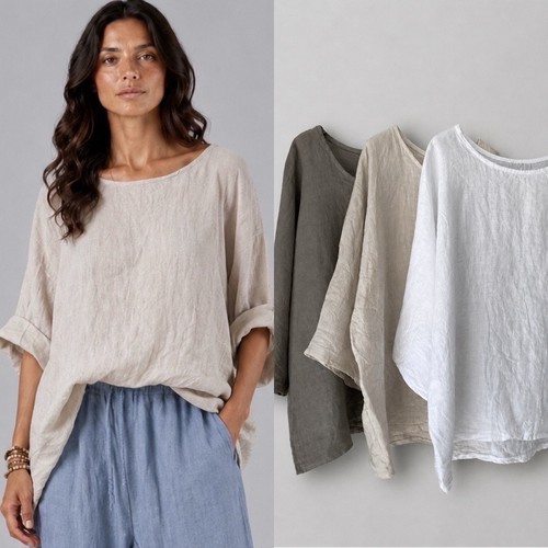Damen leinenshirt bluse tunika - damen,